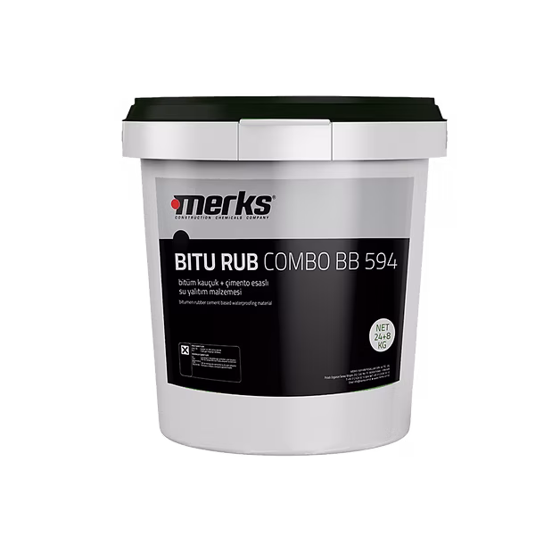 BITURUB BB 594 2K Yüksek Performanslı Bitüm Kauçuk Çimento Esaslı, Çift Komponentli, Toprak Altı Perde ve Beton Yapılar için Su Yalıtım Malzemesi / Kg - 32
