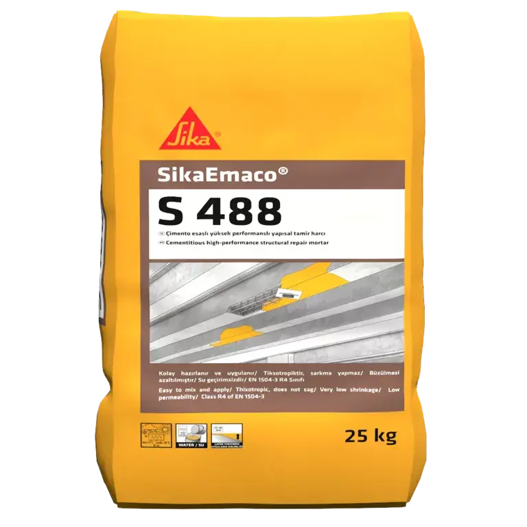SİKAEMACO S 488 Çimento Esaslı Yüksek Dayanımlı Yapısal Beton Tamir Harcı / Kg - 25